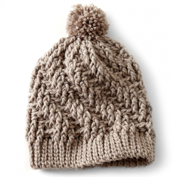 Topi beanie berlapis dengan tekstur berbeda